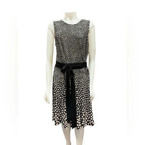 Just…Taylor Dress Black/White Sleeveless Polka Dot Tie Up  Midi Size 12W